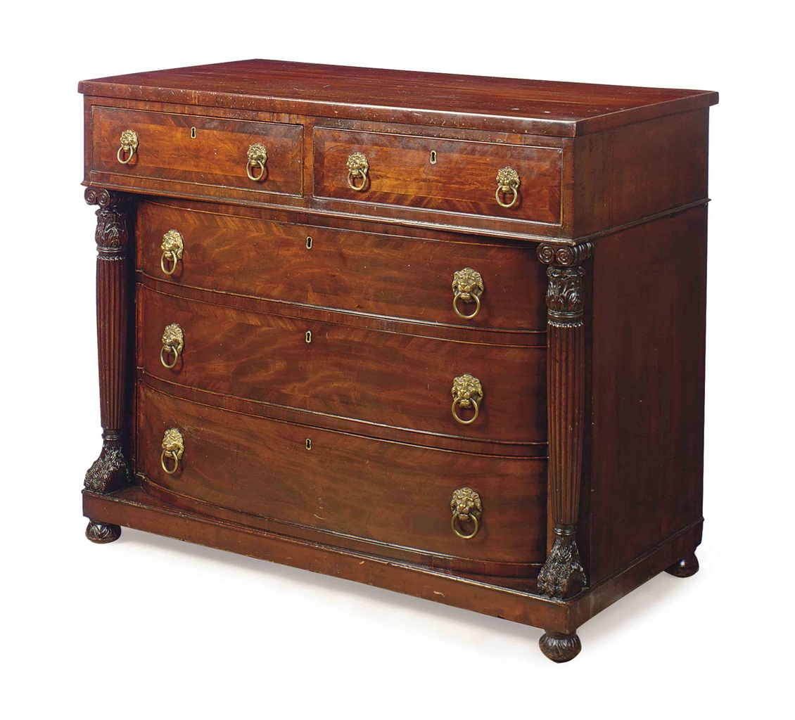 AN AMERICAN EMPIRE MAHOGANY TALL CHESTOFDRAWERS, BY EVAN FRODE