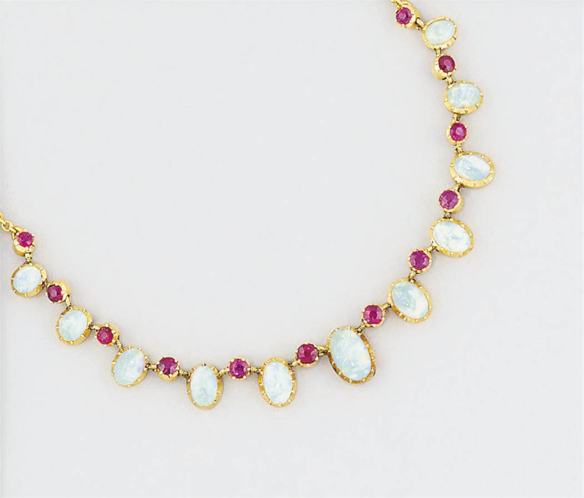 An Edwardian, opal and ruby necklace JEWELRY Auction Jewelry