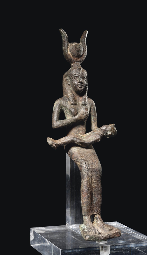AN EGYPTIAN BRONZE ISIS AND HORUS LATE PERIOD, DYNASTY XXVIXXX