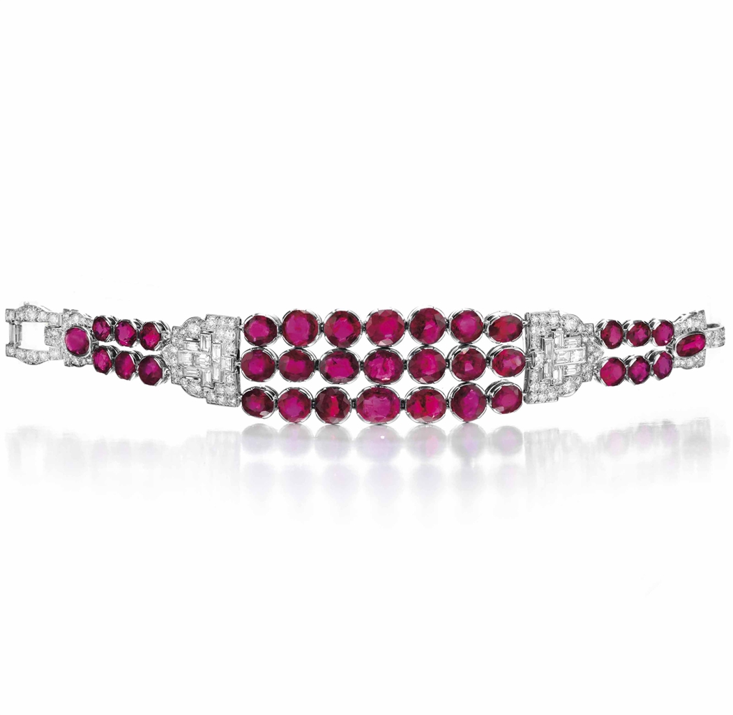 AN ART DECO RUBY AND DIAMOND BRACELET, BY CARTIER 1920s, Jewelry