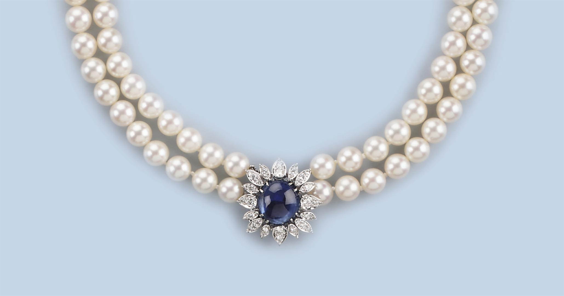 A CULTURED PEARL, DIAMOND AND SAPPHIRE NECKLACE 2000s, Jewelry