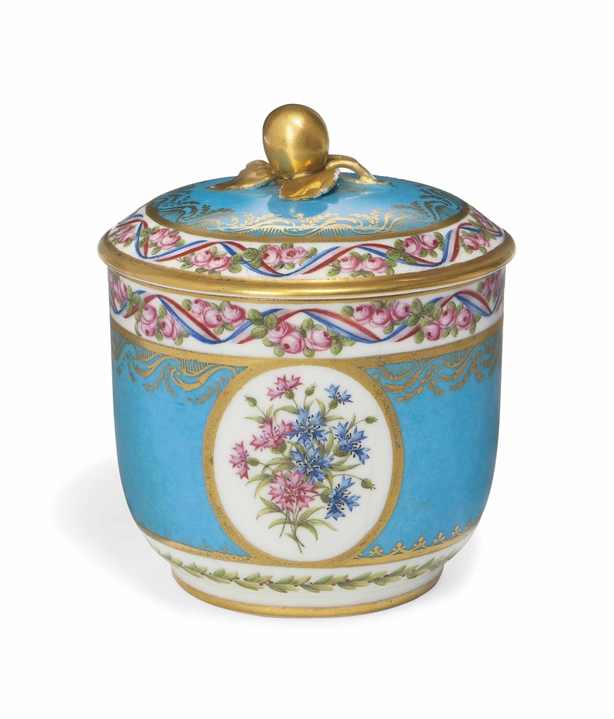 A SEVRES BLEU CELESTEGROUND SUGARBOWL AND COVER CIRCA 17931800