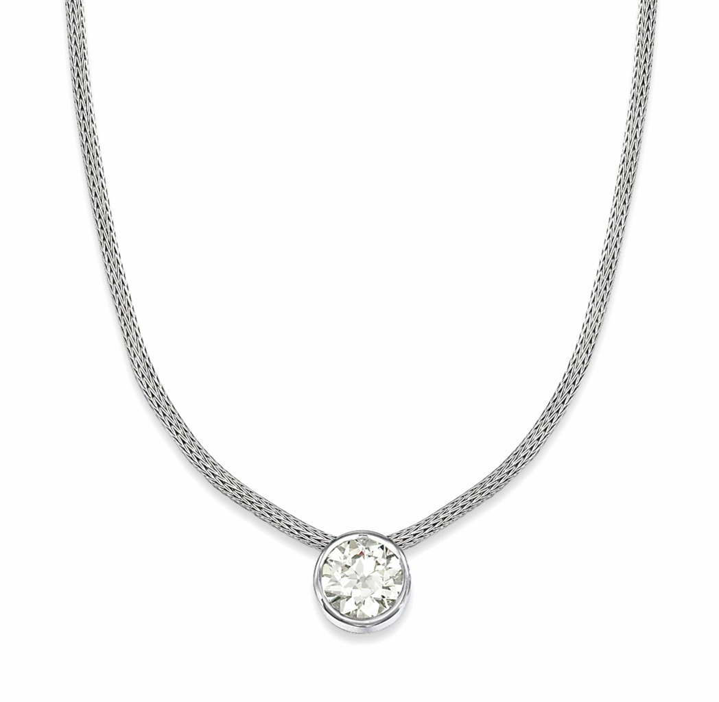 A DIAMOND SINGLE-STONE PENDANT NECKLACE | necklace, diamond | Christie's