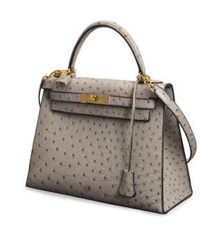 A GREY OSTRICH \u0026#39;KELLY\u0026#39; BAG, | HERMES, 1990, | late 20th Century ...  