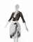 A SPANISH STYLE WHITE LACE DRESS WITH BLACK MATADOR JACKET