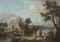 An Italianate river landscape with women fishing and resting on the bank, with a capriccio view of the Redentore and the Rialto Bridge as designed by Andrea Palladio beyond