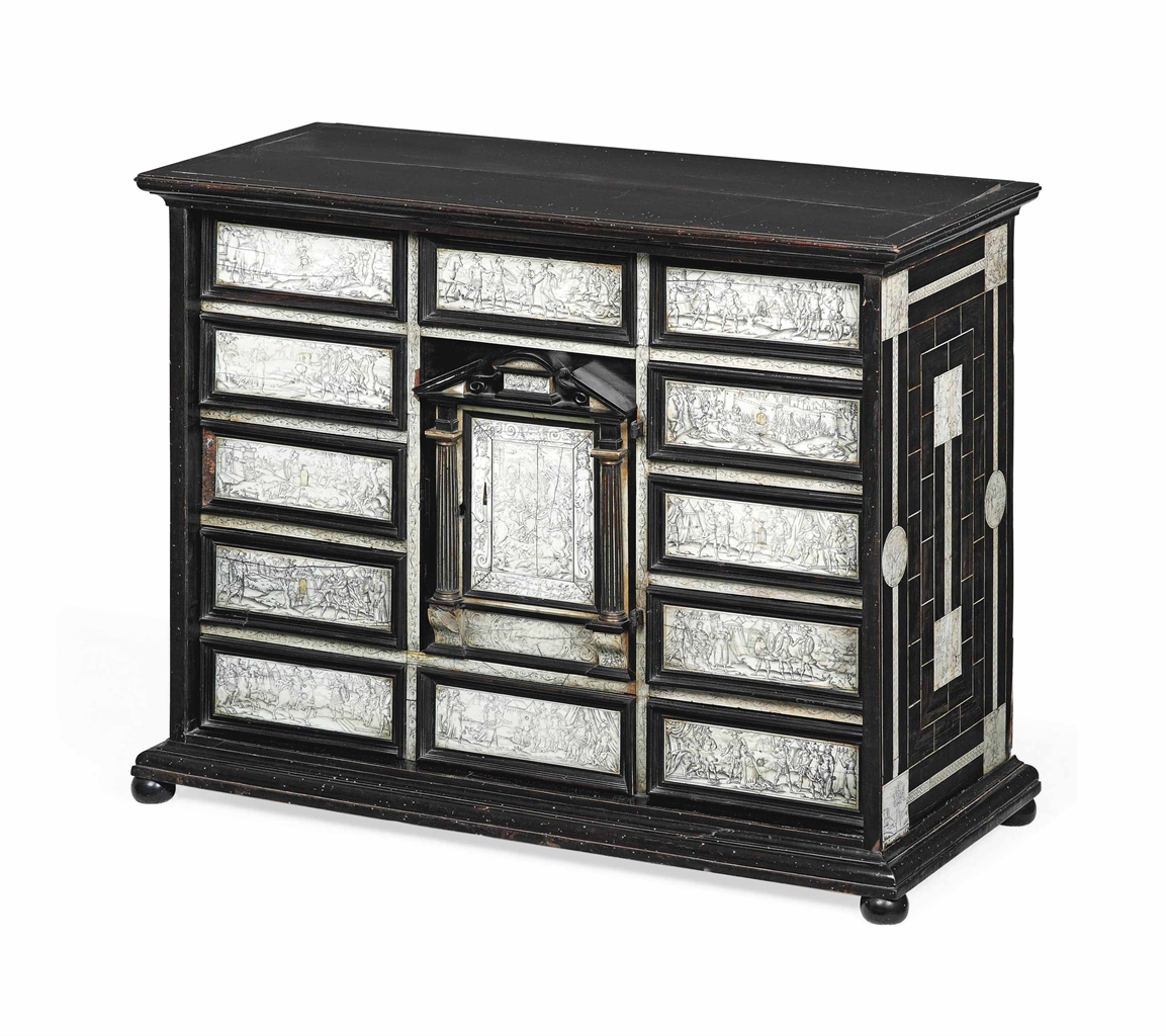 A NORTH ITALIAN IVORYINLAID, EBONY AND EBONISED LATE 17TH