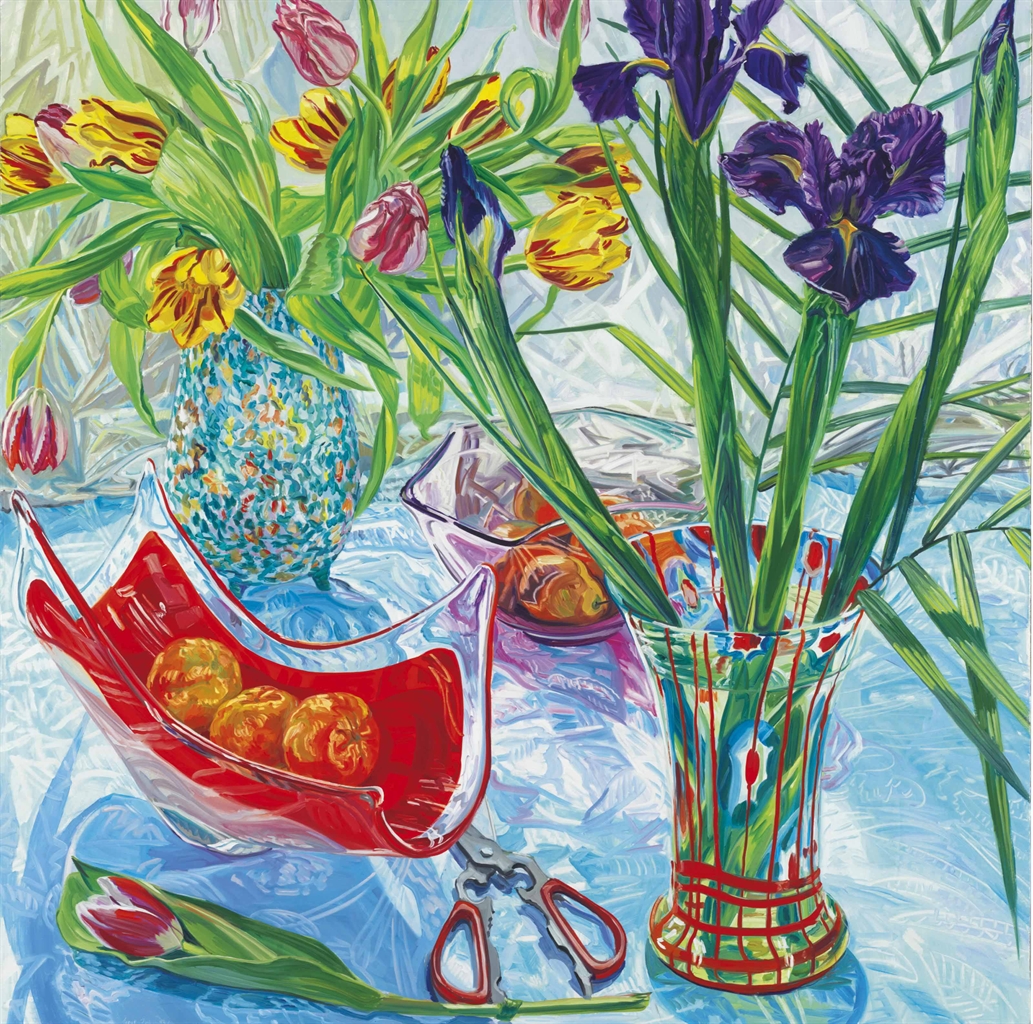 Fish (b. 1933) Irises and Red Vase POSTWAR & CONTEMPORARY