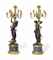 A PAIR OF LARGE FRENCH ORMOLU, PATINATED BRONZE AND MARBLE EIGHT-LIGHT FIGURAL CANDELABRA