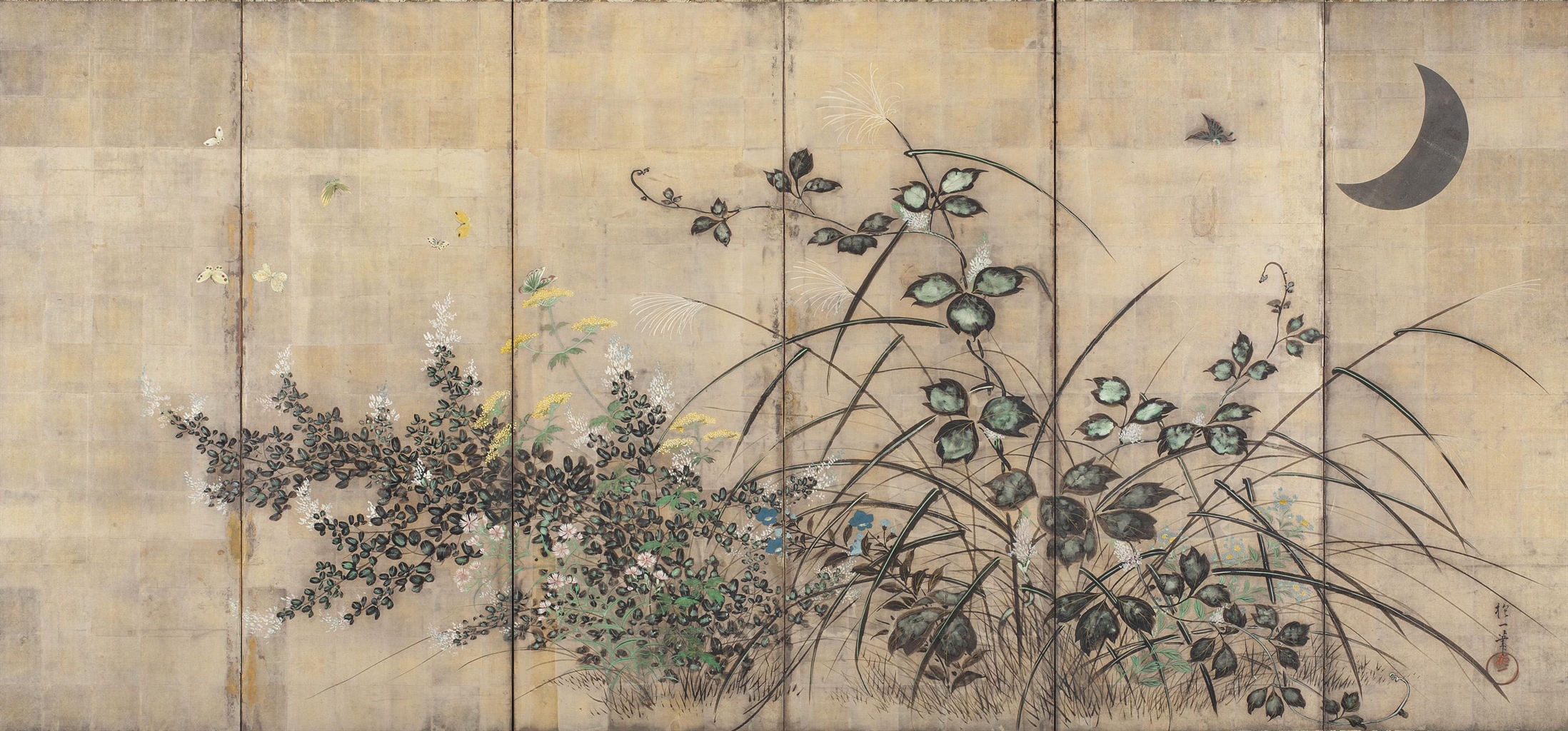After Sakai Hoitsu (19th20th century) Moon and autumn grasses