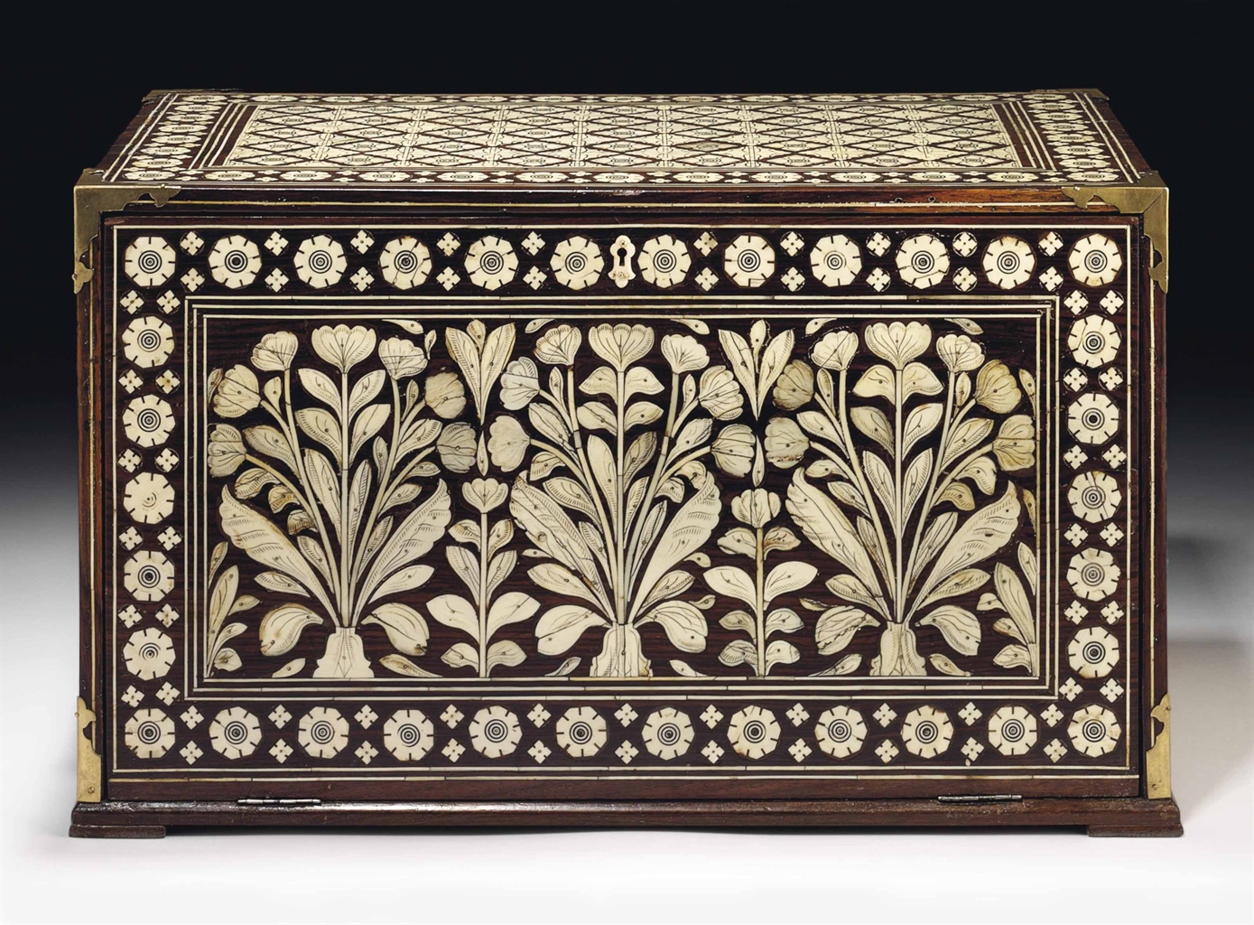A MUGHAL IVORYINLAID WOODEN CHEST NORTHWEST INDIA, 17TH CENTURY