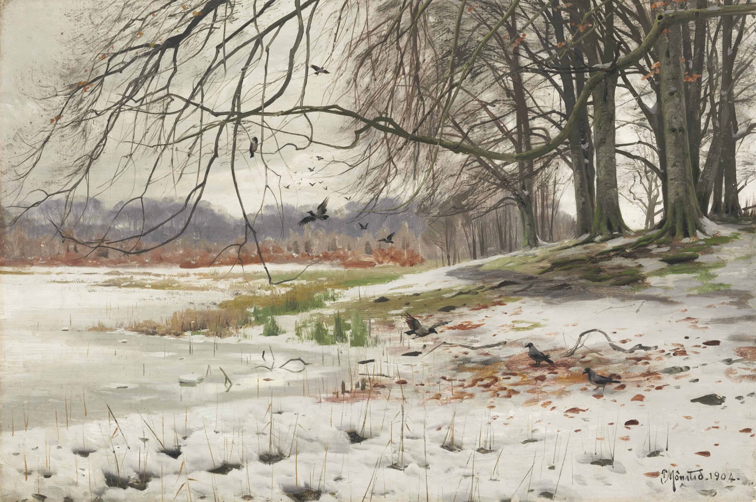 Peder Mork Monsted (Danish, 1859-1941) | Snowy Landscape | 19th Century