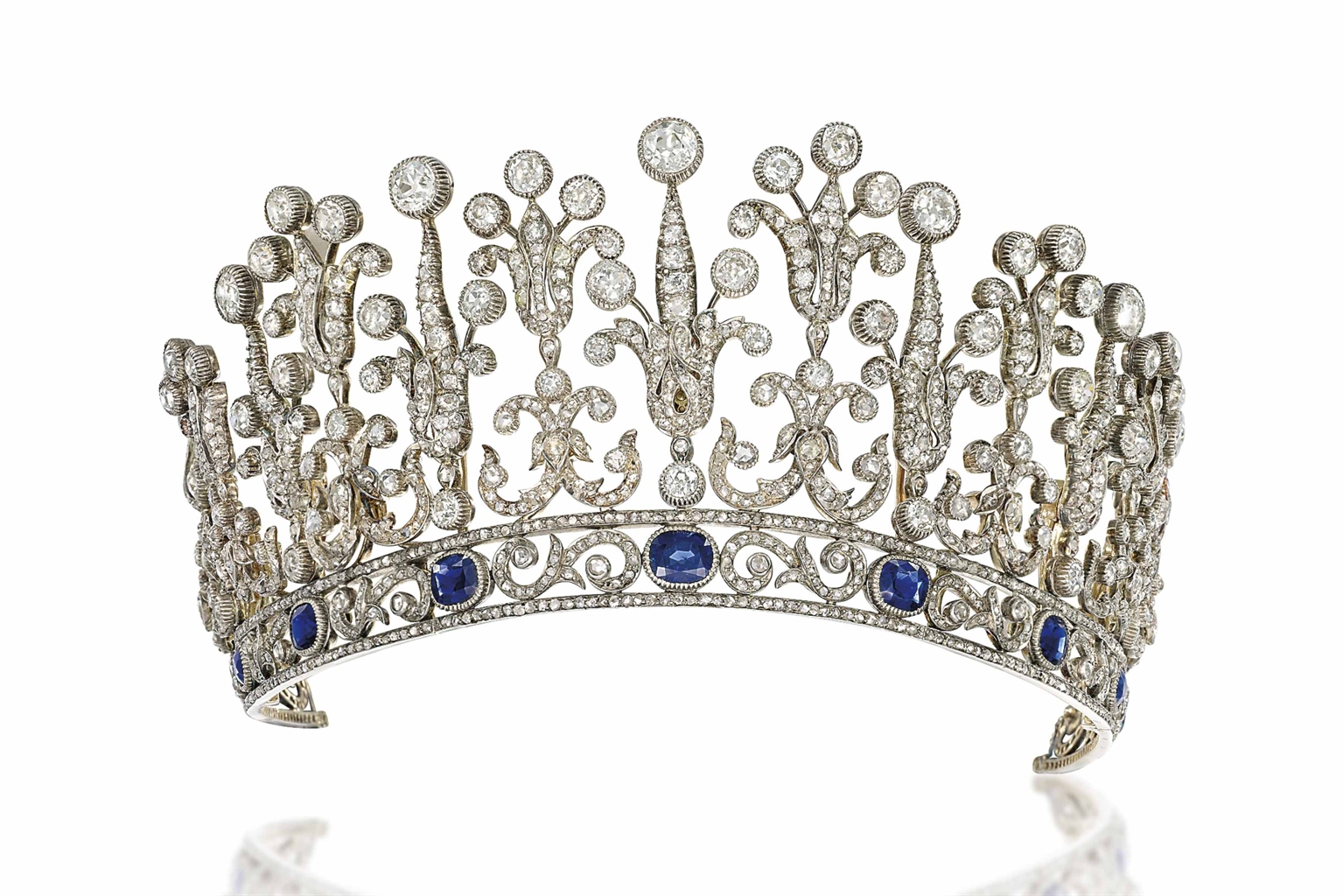 A LATE 19TH CENTURY SAPPHIRE AND DIAMOND TIARA NECKLACE tiara