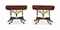 A PAIR OF CLASSICAL PARCEL-GILT, VERDIGRIS AND BRASS-INLAID MAHOGANY CARYATID CARD TABLES