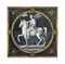 A GILT-COPPER-MOUNTED PARCEL-GILT POLYCHROME ENAMEL ROUNDEL DEPICTING MARCUS AURELIUS ON HORSEBACK