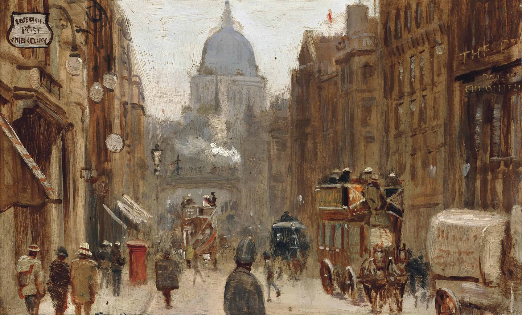 Hyde Pownall (18761932) St Paul's Cathedral viewed from Fleet