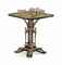 AN ENGLISH SILVER AND SILVER-GILT ELECTROPLATED AND ENAMEL-MOUNTED EBONY AND IVORY CHESS-TABLE WITH SILVER-GILT AND ENAMELLED CHESS-SET