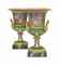 A PAIR OF PARIS (DARTE FRERES) PORCELAIN GREEN AND GOLD GROUND CAMPANA VASES