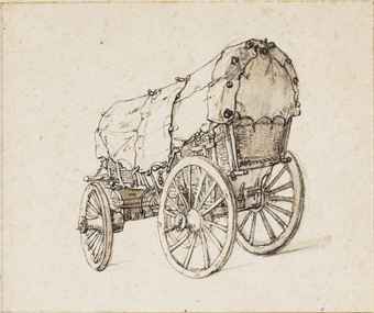 A four-wheeled wagon  