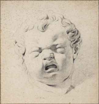 Study of a plaster cast of the head of a crying child