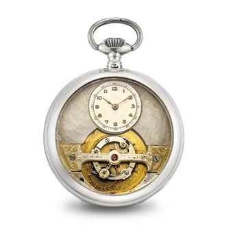 MOBILIS. AN UNUSUAL SILVER OPENFACE KEYLESS LEVER WATCH WITH TOURBILLON