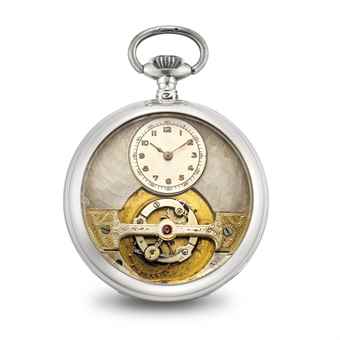 MOBILIS. AN UNUSUAL SILVER OPENFACE KEYLESS LEVER WATCH WITH TOURBILLON 