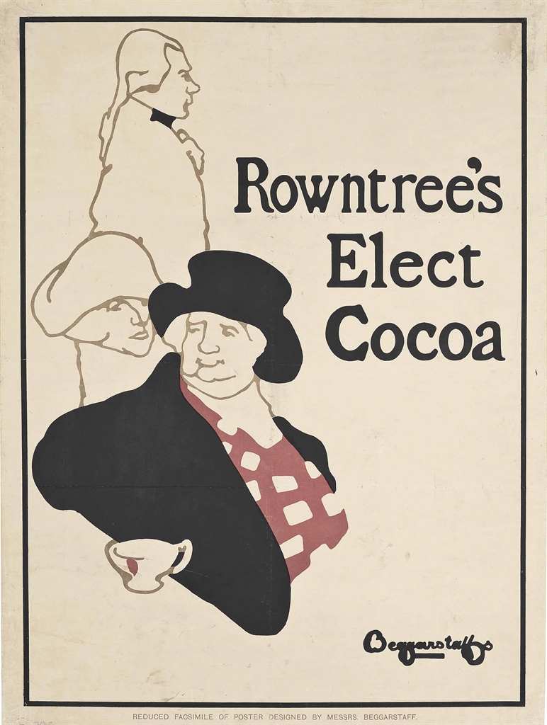 Beggarstaff Brothers (James Pryde, 1866-1941, Rowntrees Elect Cocoa, 1896. Lithograph in colours. 39½ x 29½ in. (100 x 76 cm). Estimate £3,000-5,000. This lot is offered in Interiors on 8 June 2016 at Christie’s in London, South Kensington
