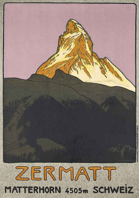 Emil Cardinaux's classic lithograph of Zermatt and the Matterhorn