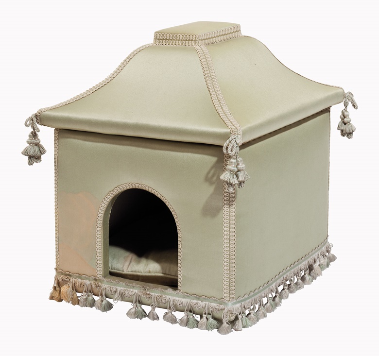 A celadon silk-upholstered dog house. Estimate $1,000-1,500. This lot will be offered in The Private Collection of Joan Rivers on 22 June at Christie’s in New York