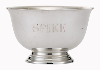 An American silver dog bowl, inscribed ‘SPIKE’. Mark of Tiffany & Co., New York, 20th century. Estimate $500-800. This lot will be offered in The Private Collection of Joan Rivers on 22 June at Christie’s in New York