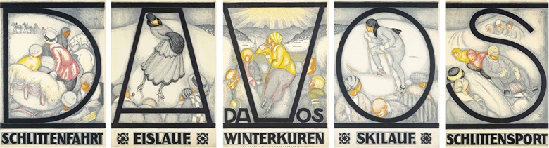Burkhard Mangold (1873-1950), Davos, 1917. Lithographs in colours. Estimate £12,000-18,000. This lot is offered in Interiors on 8 June 2016 at Christie’s in London, South Kensington