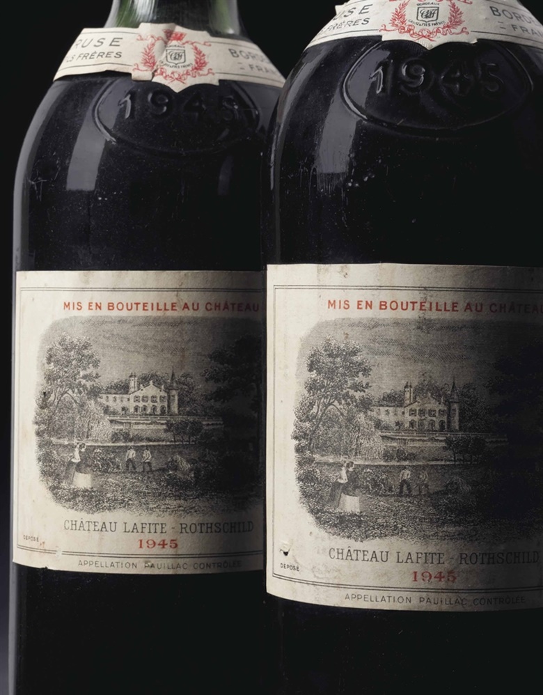 Château Lafite-Rothschild 1945. 8 bottles per lot. This lot was offered in Fine Wines and Spirits Featuring Rarities Direct from the Cellars of Champagne Henriot on 10 June 2016 at Christie’s in New York and sold for $11,638