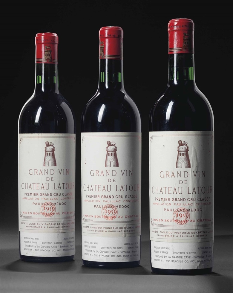 Château Latour 1959. 8 bottles per lot. This lot was offered in Fine Wines and Spirits Featuring Rarities Direct from the Cellars of Champagne Henriot on 10 June 2016 at Christie’s in New York and sold for $17,150