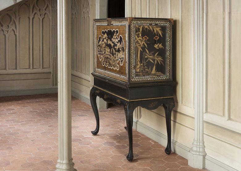A lacquer cabinet on an English stand commissioned for the Portuguese market. Momoyama period (late 16th century), English stand, late-18th to early-19th century. This lot was offered in Japanese Art and Its Influence at the European Court, 22 June-6 July, Online