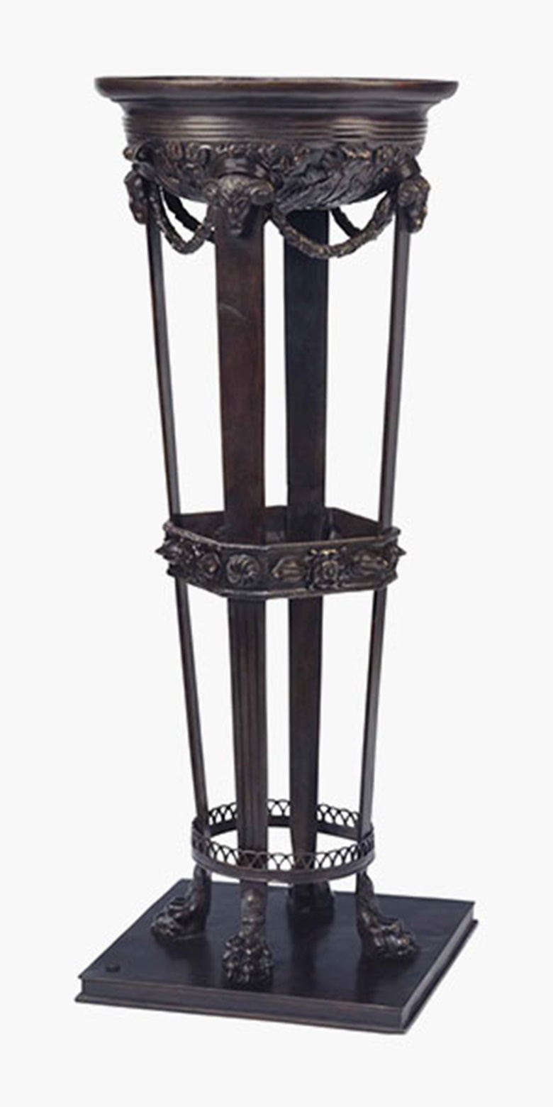 An Italian patinated bronze jardinière. late 19thearly 20th century, cast by Fonderia Chiurazzi, Naples. After the model no. 447 from the Chiurazzi Workshop Catalogue, with Chiurazzi foundry seal and incised 4299. 39¾ in (101 cm) high. Sold for $1,250 on 26 July 2016