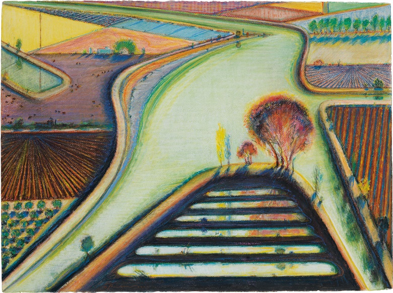 Wayne Thiebaud, los diques (Green River Turn), 2000. En colores pastel, carbón y grafito sobre papel. 22 x 29 x 55.9 in (75,6 cm). Estimar $ 350,000-450,000. Este lote se ofrece en Thiebaud Thiebaud de impresiones y obras sobre papel desde el estudio privado de Wayne Thiebaud el 29 de septiembre de 2016 a Christie en Nueva York