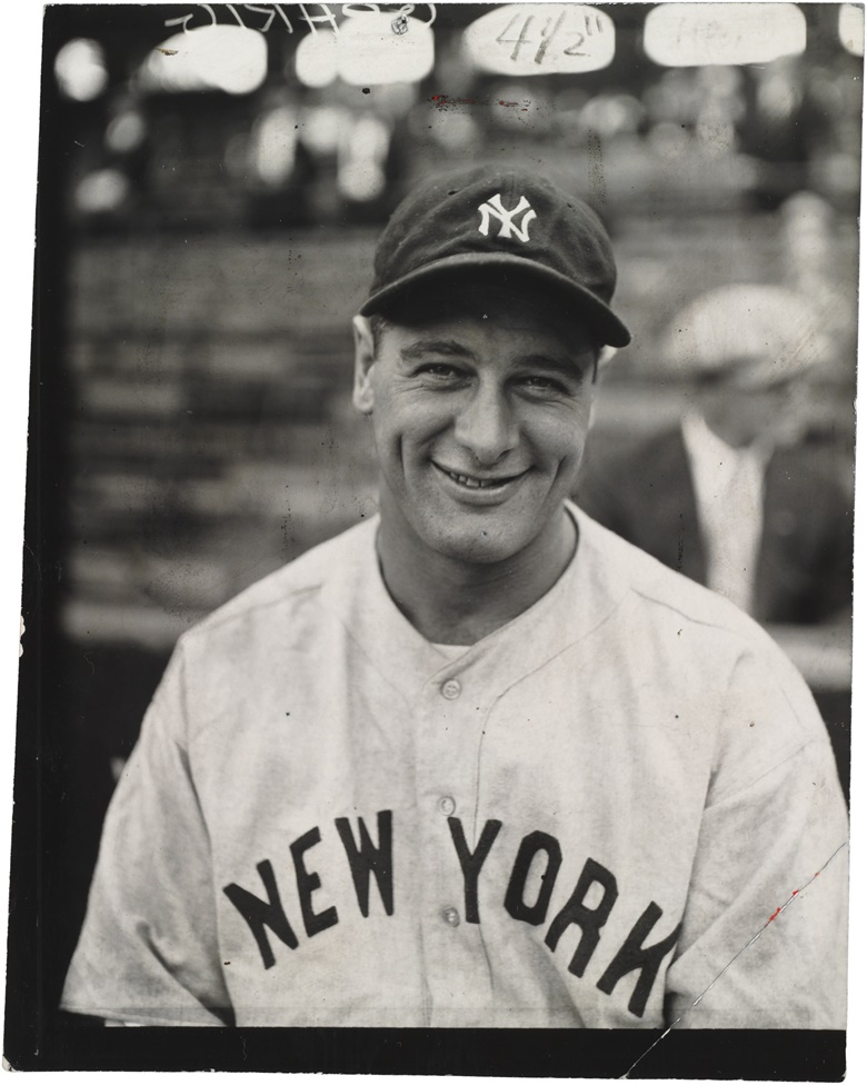 Lou Gehrig photograph. Charles Conlon (1868-1945). 6½ x 8½ in. Estimate $6,000-8,000. This lot is offered in The Golden Age of Baseball, Selections of Works from the National Pastime Museum on 19-20 October 2016 at Christie’s in New York