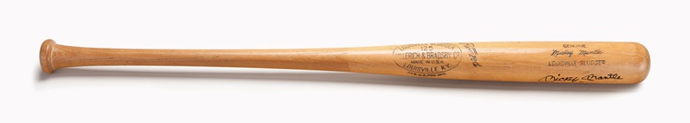 Mickey Mantle professional model bat. 35 in, 33.1 oz. Estimate $60,000-80,000. This lot is offered in The Golden Age of Baseball, Selections of Works from the National Pastime Museum on 19-20 October 2016 at Christie’s in New York