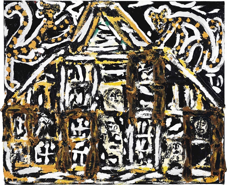 Thornton Dial (1928-2016), Open Windows, 1992. Enamel, towels, tin, rope, carpet and industrial sealing compound on canvas mounted on wood, 60 in high, 73 ½ in wide, 2 ½ in deep. Estimate $20,000-40,000. This lot is offered in Important American Furniture, Silver, Outsider and Folk Art on 20 September 2016 at Christie’s in New York, Rockefeller Plaza