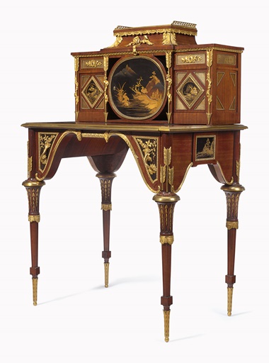 Kirill selects A French ormolu and Japanese lacquer-mounted mahogany bonheur du jour. By Emmanuel Alfred Beurdeley, Paris, circa. 45½ (115.5 cm) high, 29¼ in (74.5 cm) wide, 21 in (53.5 cm) deep. This lot was offered in Opulence on 10 October 2016 at Christie’s in New York, Rockefeller Plaza