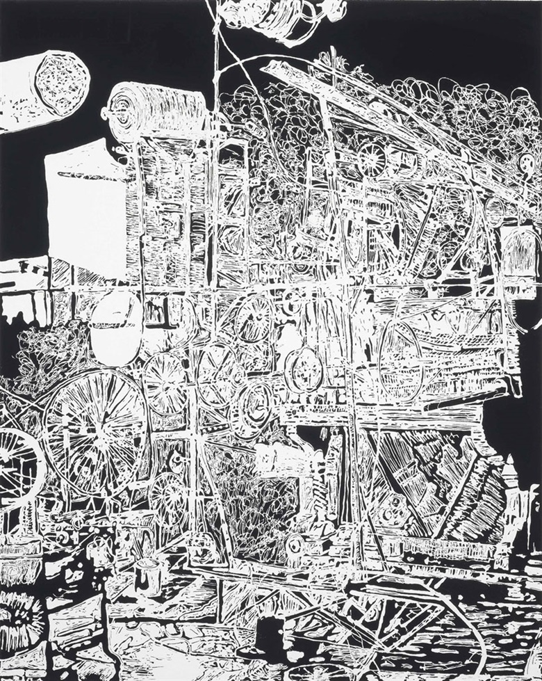 Michael Landy (b.  1963), H.2.N.Y. Modern Art Goes Boom. Gouache and glue on paper, 59½ x 47½ in (151 x 120.5 cm). Estimate £5,000-7,000. This lot is offered in First Open  Post-War and Contemporary Art  London on 29 September 2016 at Christie’s in London, South Kensington