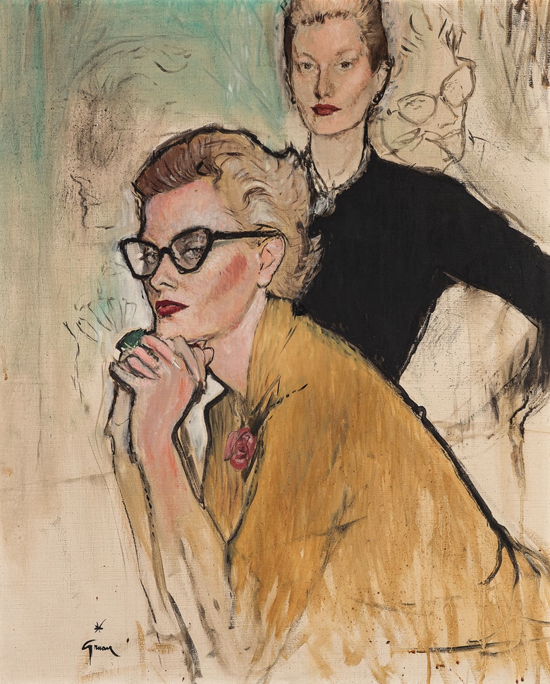 René Gruau (French, 1909-2004), Portrait of Fleur Cowles. Oil on canvas, 28 ¾ x 23 ¾ in (73 x 60.4 cm). Estimate £10,000-15,000. This lot is offered in Christies Interiors on 23 November 2016 at Christie’s in London, South Kensington