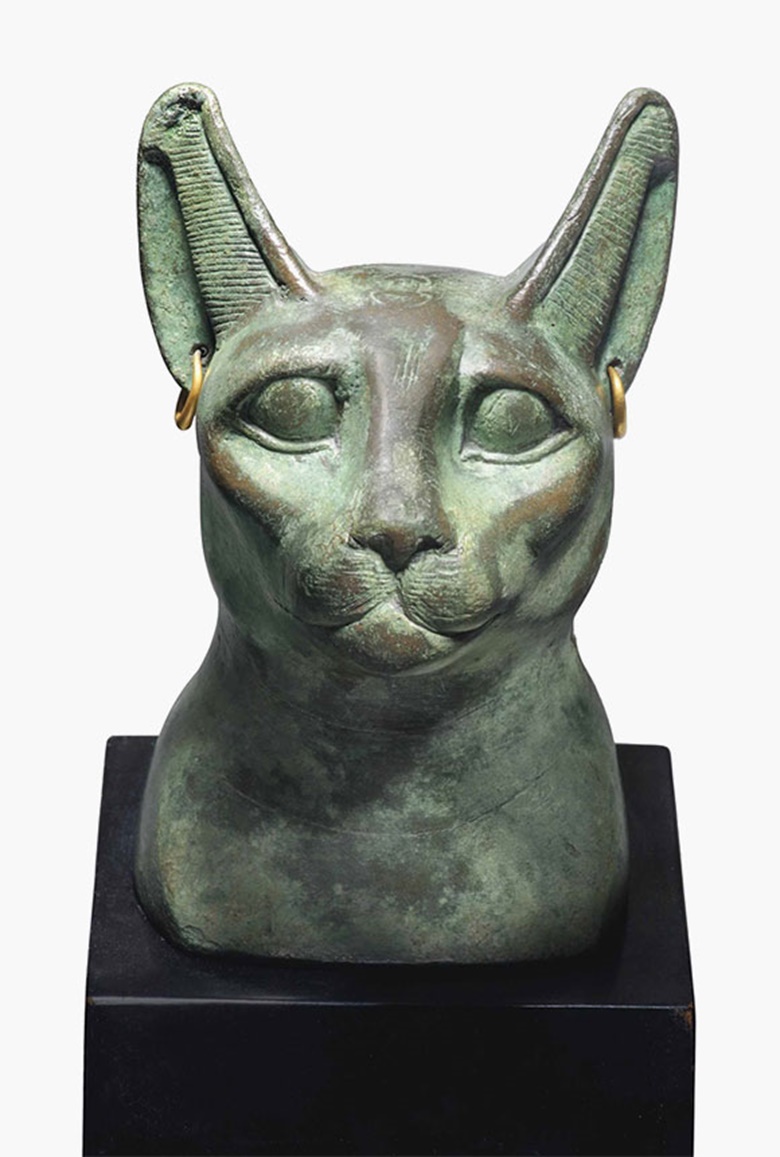 An Egyptian bronze cat head. Late Period-Ptolemaic Period, circa 664-30 B.C. 4¾ in (12 cm) high. Estimate £20,000-30,000. This lot is offered in The Resandro Collection on 6 December 2016 at Christie’s in London, King Street