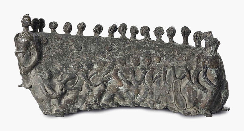 Meera Mukherjee (1923-1998), People in a Row, circa late 1980s. Bronze, 22 x 10¼ x 6 in (55.9 x 26 x 15.2 cm). Estimate INR50,00,000-70,00,000 ($74,000-103,000). This lot is offered in The India Sale – South Asian Modern + Contemporary Art on 18 December 2016 at Christie’s in Mumbai