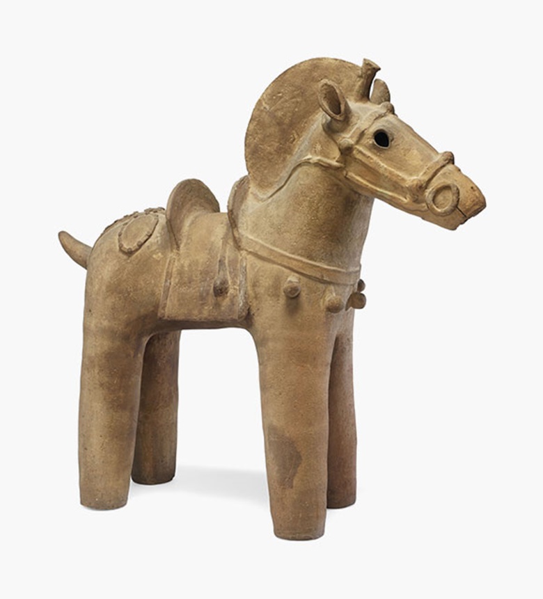 A haniwa model of a horse. Kofun period (c.  6th century). 93 cm long; 89 cm high. Estimate £30,000-50,000. This lot is offered in Art of Japan on 8 December 2016 at Christie’s in London, King Street