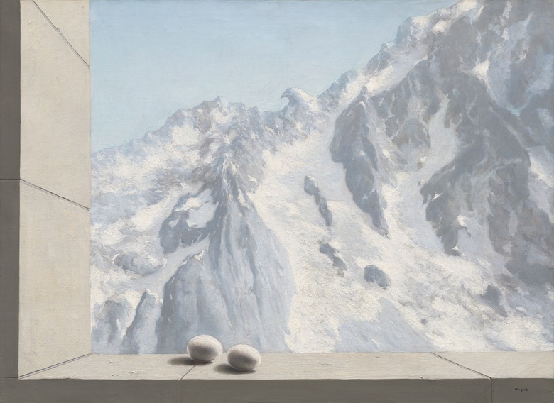 René Magritte (1898-1967), Le domaine d’Arnheim (The Domain of Arnheim), 1938. Oil on canvas. 28⅝ x 39⅜ in (72.8 x 100 cm). Estimate £6,500,000-8,500,000. This work is offered in The Art of the Surreal sale on 28 February at Christie’s in London