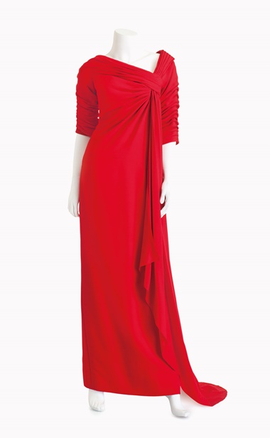 Christian Dior couture red crepe gown. Estimate $2,000-4,000. This lot is offered in Betsy Bloomingdale A Life in Style Online Auction, 30 March – 6 April 