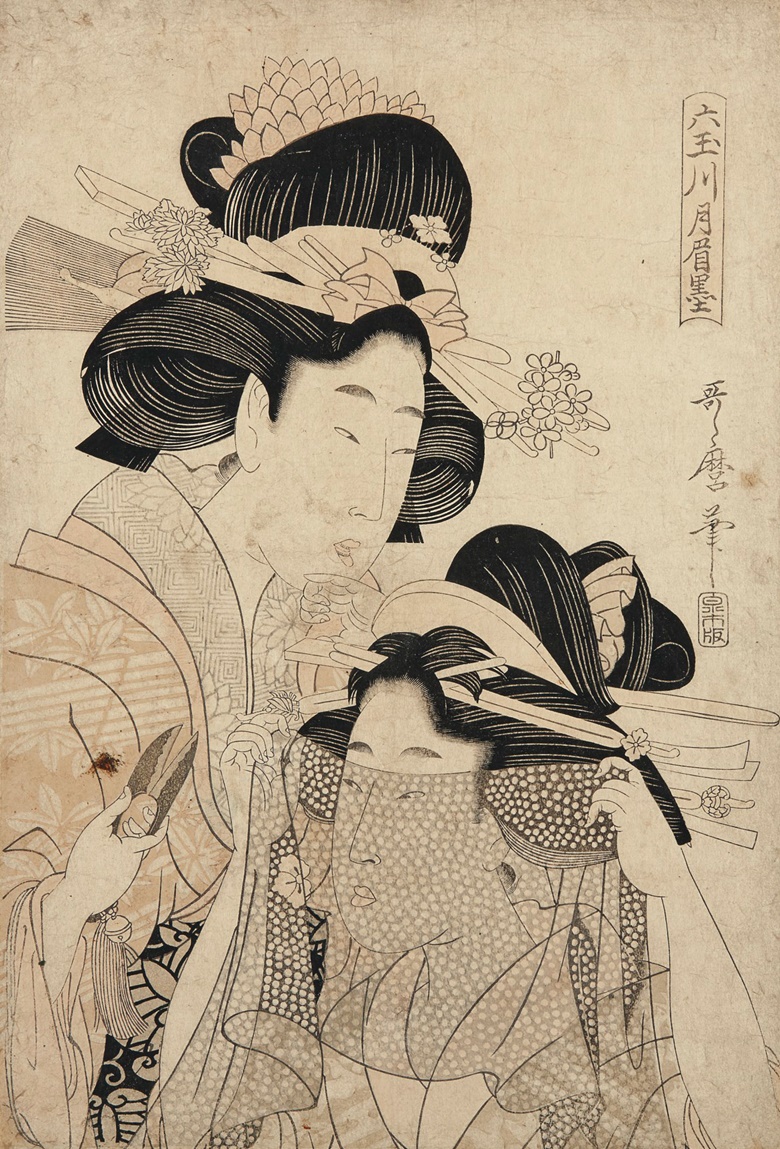 Kitagawa Utamaro II (d. 1831) and Kitagawa Utamaro (1753-1806). Oban tate-e 37 x 25.2  cm. Estimate HK$25,000-35,000. This lot is offered in Dear Monsieur Monet on 26 November at Christie’s in Hong Kong