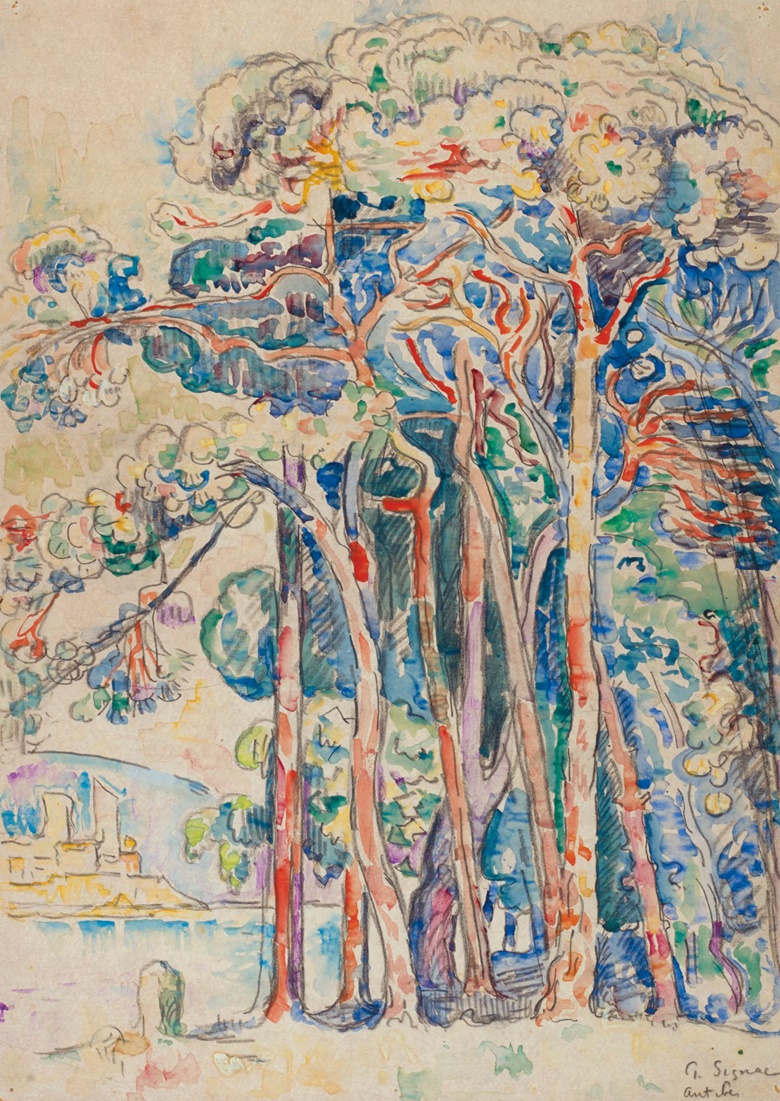 Paul Signac (1863-1935), Antibes, le fort depuis Juan-les-Pins, executed in antibes, circa 1914. 16⅛ x 11½  in (41 x 29.2  cm). Estimate HK$500,000-700,000. This lot is offered in Dear Monsieur Monet on 26 November at Christie’s in Hong Kong