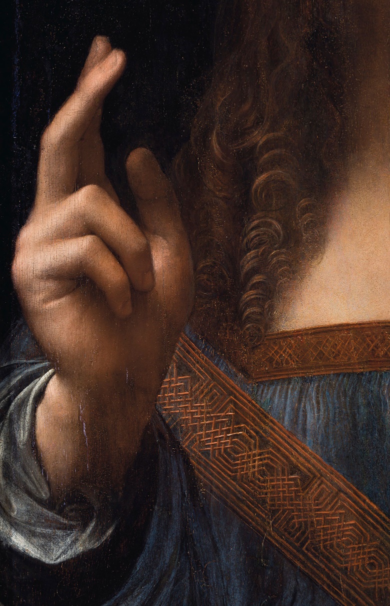 Both of Christ’s hands, the exquisitely rendered curls of his hair, the orb, and much of his drapery are in fact remarkably well preserved and close to their original state